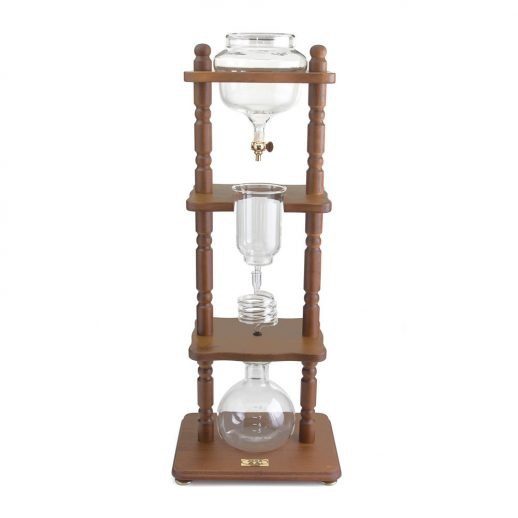 THÁP PHA CÀ PHÊ LẠNH NHỎ GIỌT YAMA COLD BREW TOWER 6-8 CUP COLD DRIP MAKER CURVED BROWN WOOD FRAME (32OZ)