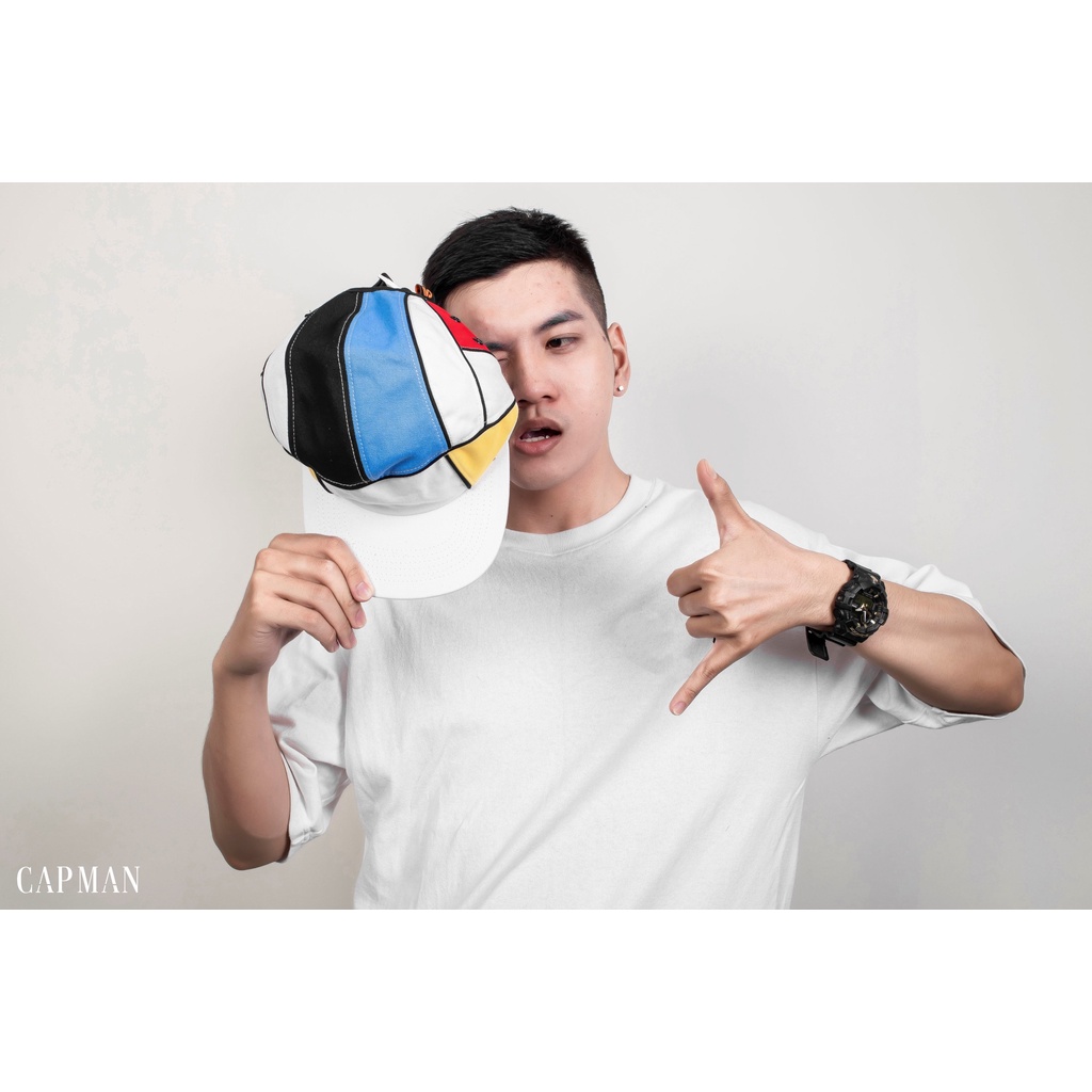 Mũ snapback chính hãng CAPMAN phong cách hiphop phối màu Trắng Xanh CM156