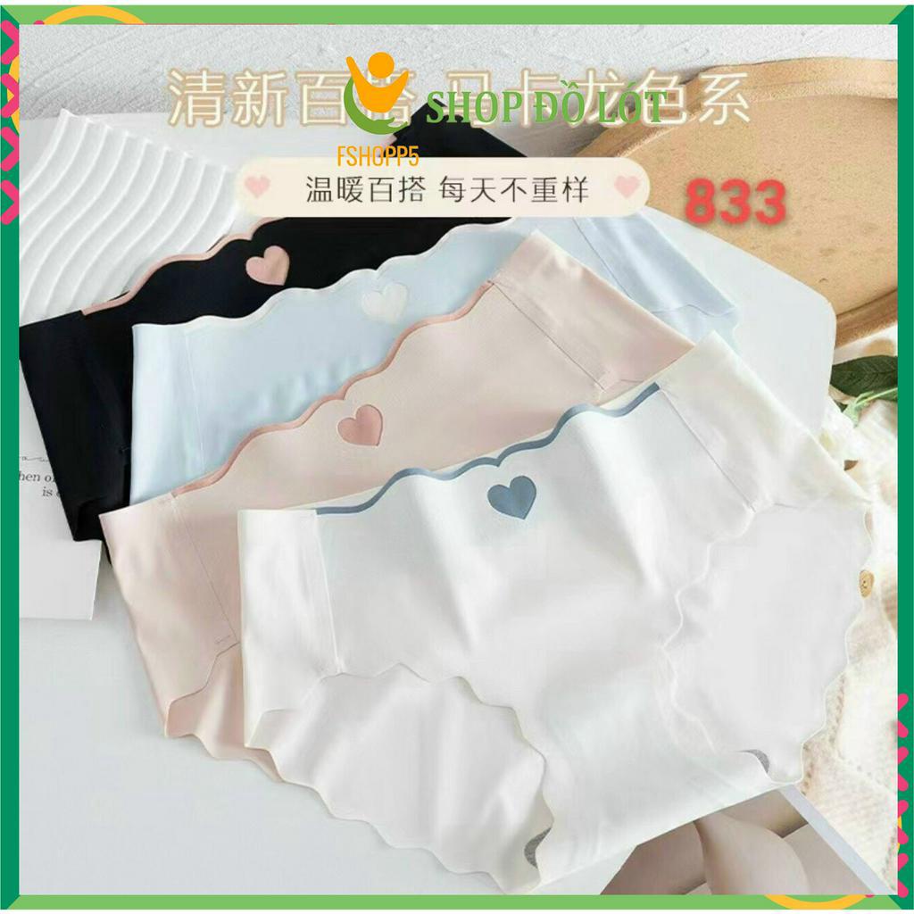 Quần lót nữ đúc su viền sóng cạp thấp không lộ viền họa tiết trái tim LOTNU25