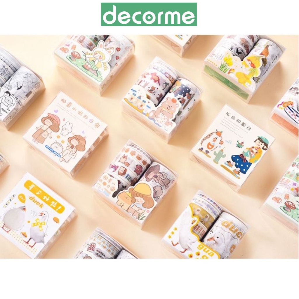 Băng washi hoạt hình dễ thương DecorMe Băng dính dán trang trí sổ cute STKTH