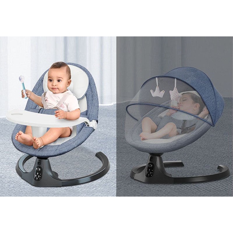 Nôi điện ru ngủ thông minh cho bé Tích hợp bàn ăn có thể tháo rời Kết hợp 3 chế độ nghiêng tùy chỉnh