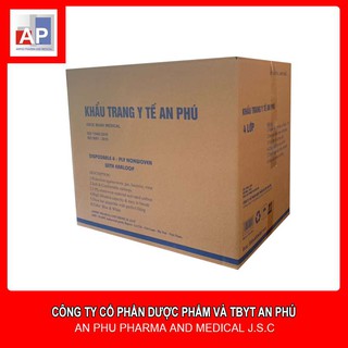 Nhà máy bán buôn thùng khẩu trang y tế An Phú 4 lớp (50 hộp / thùng - 50 cái / hộp ).