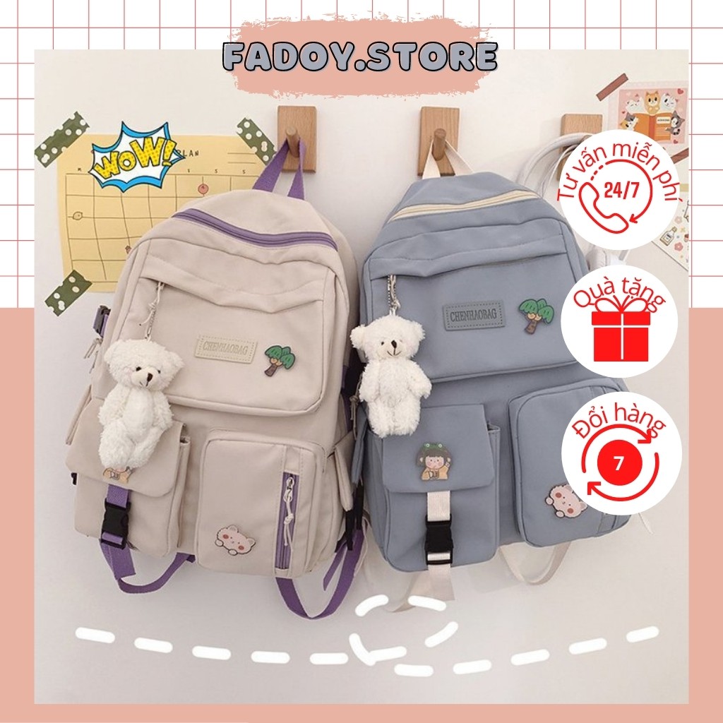 Balo nữ đi học cao cấp giá rẻ ulzzang, Cặp sách hàn quốc FADOY size L