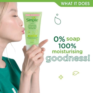 Sữa rửa mặt dịu nhẹ, dành cho da nhạy cảm Simple Kind To Skin Refreshing Facial Wash (Tuýp 150ml)