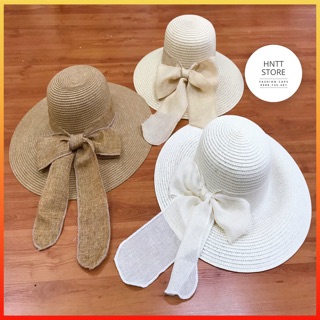 NÓN CÓI VÀNH PHẲNG NƠ DÀI THỜI TRANG VINTAGE