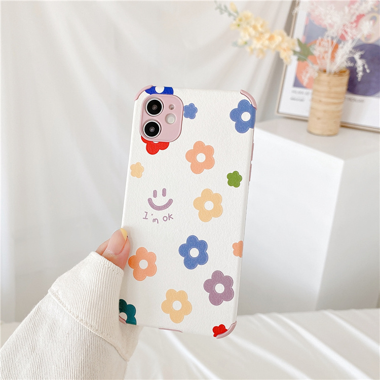 ốp lưng chống sốc điện thoại Lambskin Little Sun flower shockproof iphone case for IPhone 7/8 SE 2020 7P/8Plus X XS XR 11 12 Pro Max #PHF#