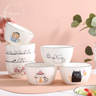 Bát con sứ, chén sứ hoa văn mèo con cao cấp hàng sẵn.