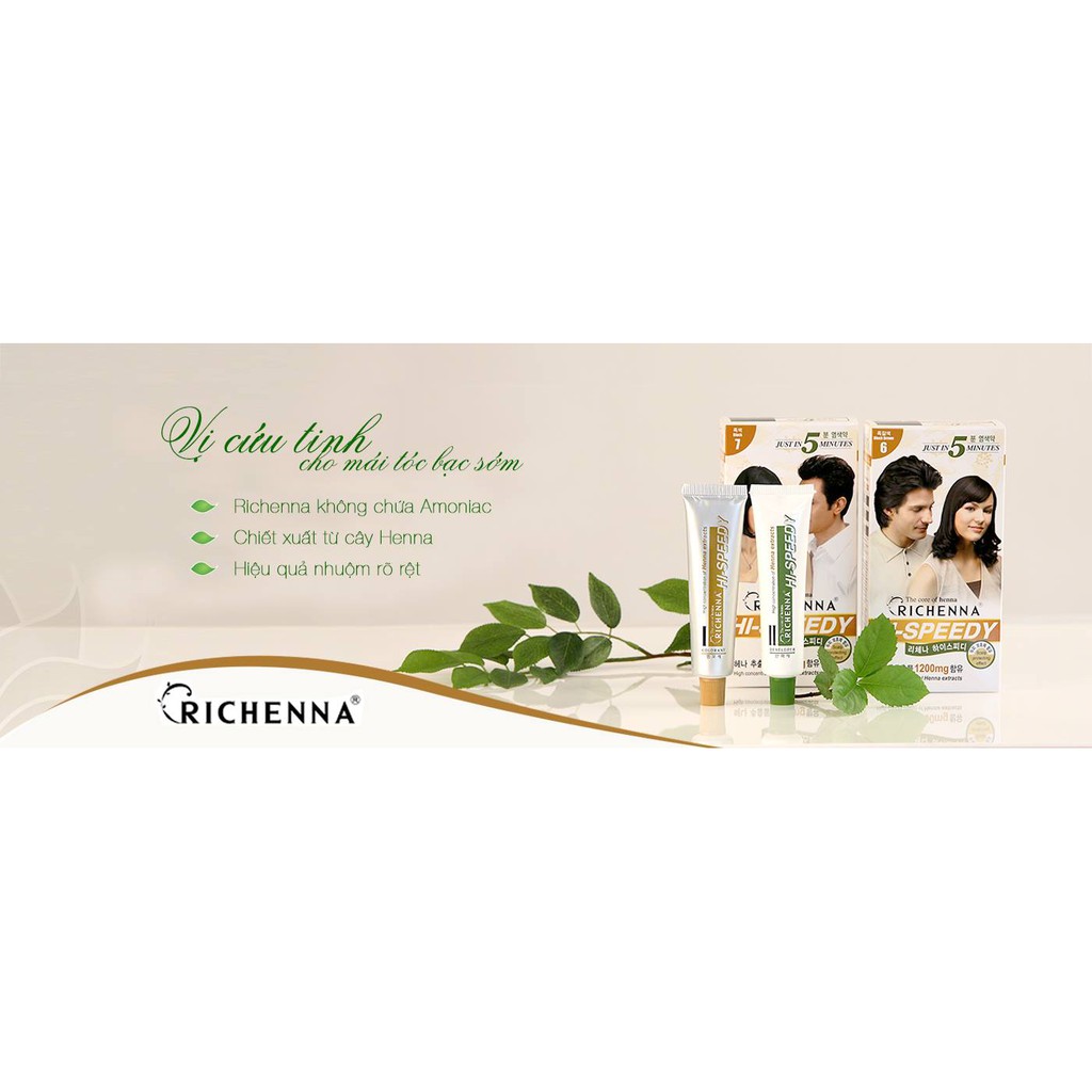Thuốc nhuộm tóc phủ bạc thảo dược Richenna 60g | BigBuy360 - bigbuy360.vn