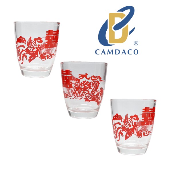 FREESHIP TOÀN QUỐC 50K - Bộ 12 Ly Thủy Tinh Uống Trà 14 Hấp In Rồng Camdaco 70ml