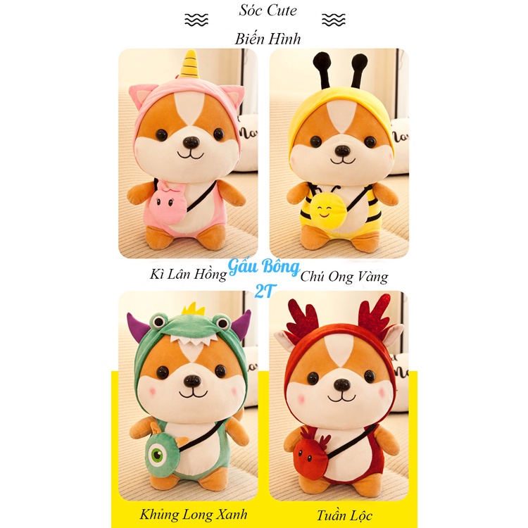 Gấu bông gối ôm chó shiba cosplay các con vật dễ thương đáng yêu ngộ nghĩnh hàng đẹp cao cấp