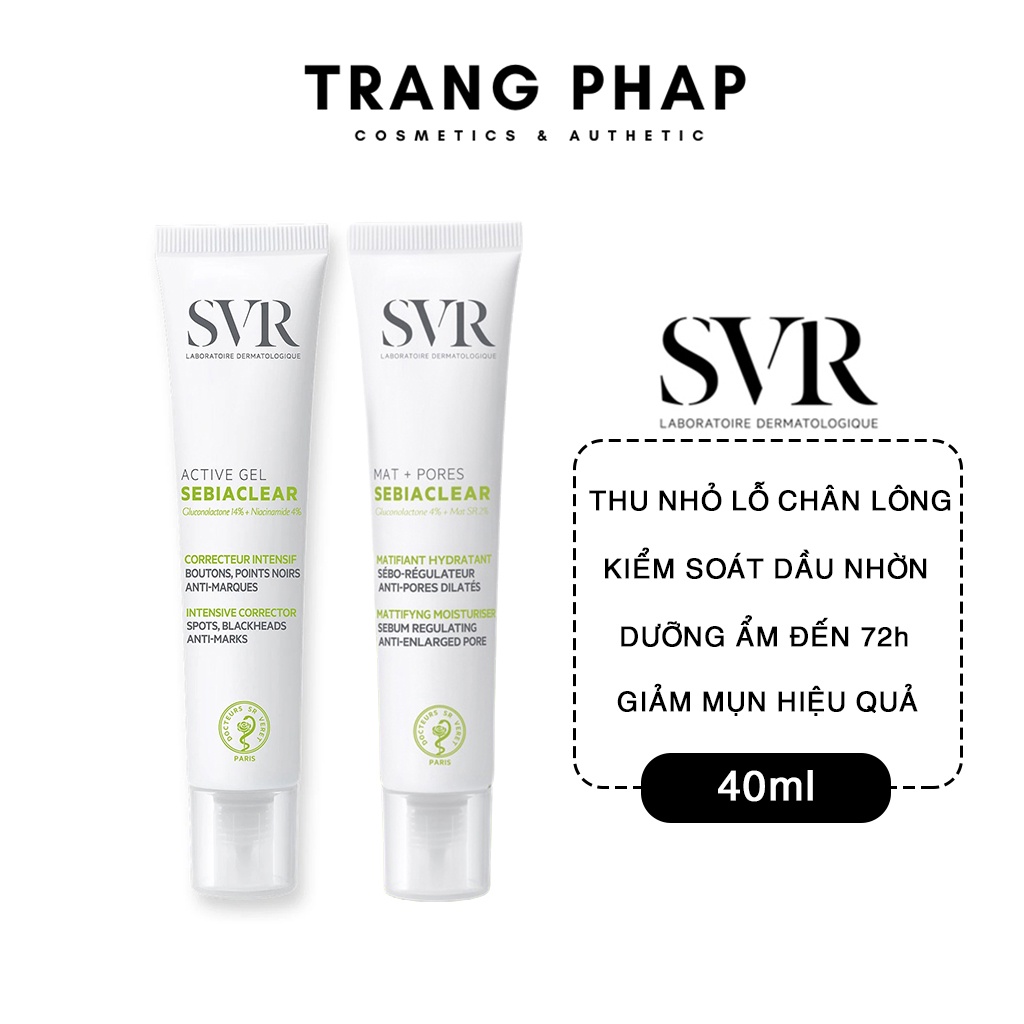 Kem dưỡng kiềm dầu và thu nhỏ lỗ chân lông SVR Sebiaclear Mat + Pores 40ml