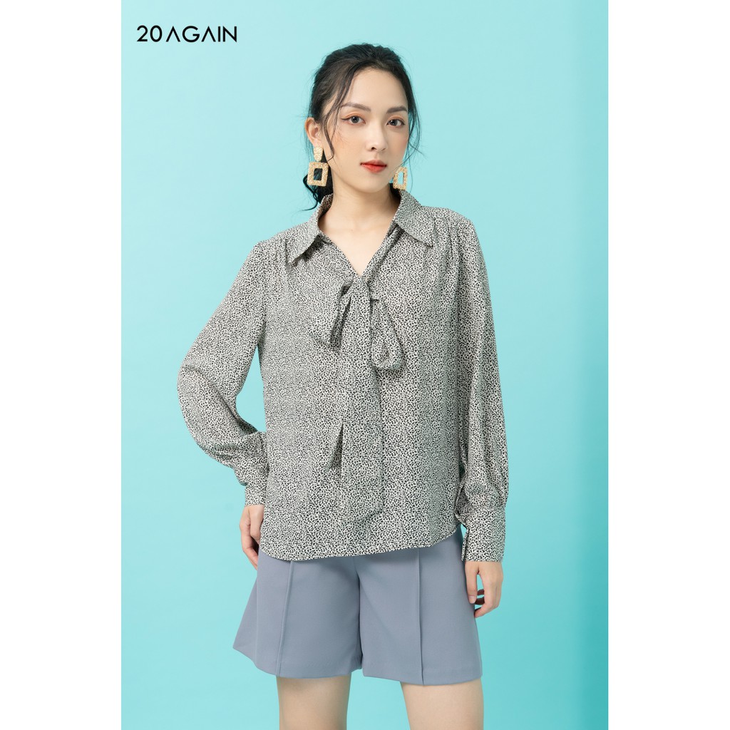 Áo sơ mi nữ công sở cổ thắt nơ 20AGAIN ASA1693