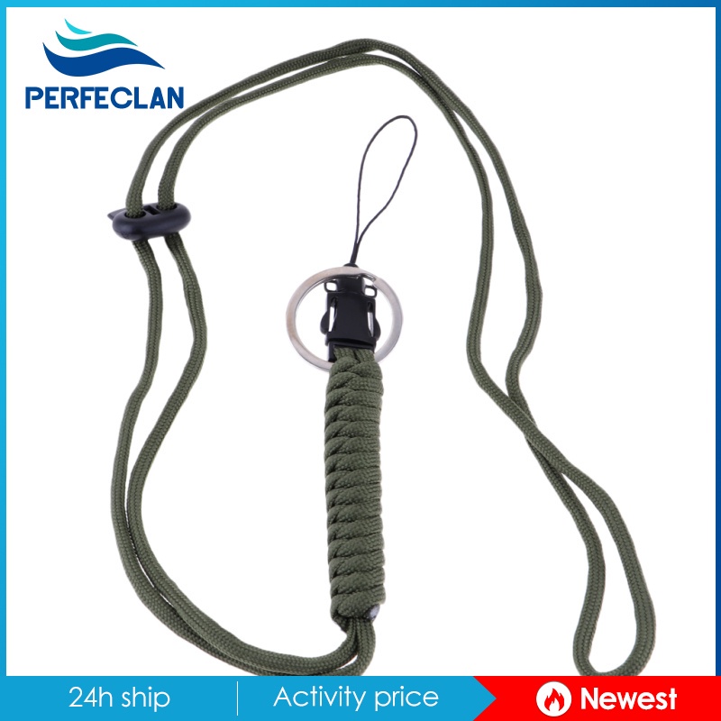 [Perfeclan] Móc Khóa Sinh Tồn Dây Bện Nhiều Màu Sắc Có Vòng Nhẫn Ngoài Trời