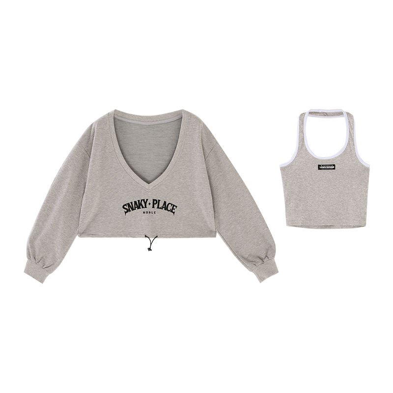 Áo len ngắn tay dài mỏng mùa thu + áo vest