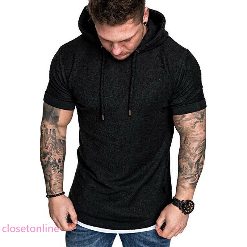 Áo thun hoodie tay ngắn thời trang nam thể thao năng động | BigBuy360 - bigbuy360.vn
