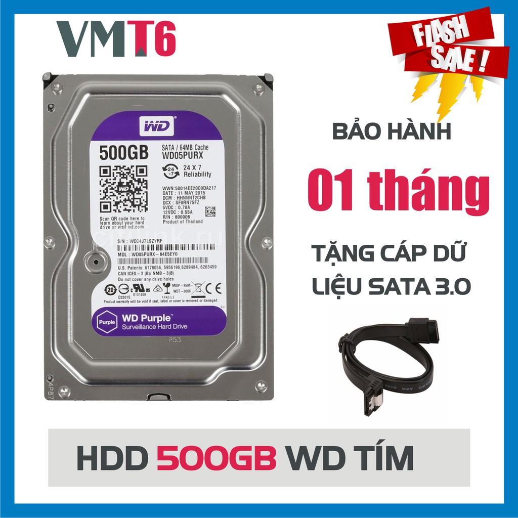 Ổ cứng camera HDD WD Purple 500GB tím - Hàng nhập khẩu bảo hành 01 tháng ! | WebRaoVat - webraovat.net.vn