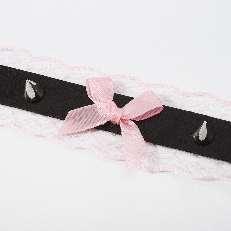 Vòng Cổ Choker Bằng Da Pu Phối Đinh Tán Kim Loại Phong Cách Harajuku