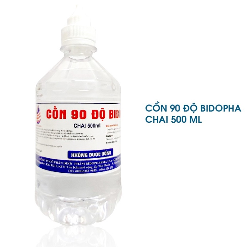 Cồn trắng 90 độ Bidopha có vòi xịt chai 500ml/ 1000ml - Cồn Bidopha có vòi xịt 90 độ chai 0,5 lít / 1 lít