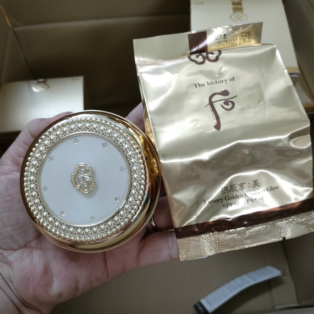 [TẶNG 2 LÕI] Bộ phấn nước đông y whoo vàng Whoo GongJinhYang Mi Luxury Golden Cushion - nội địa Hàn Quốc