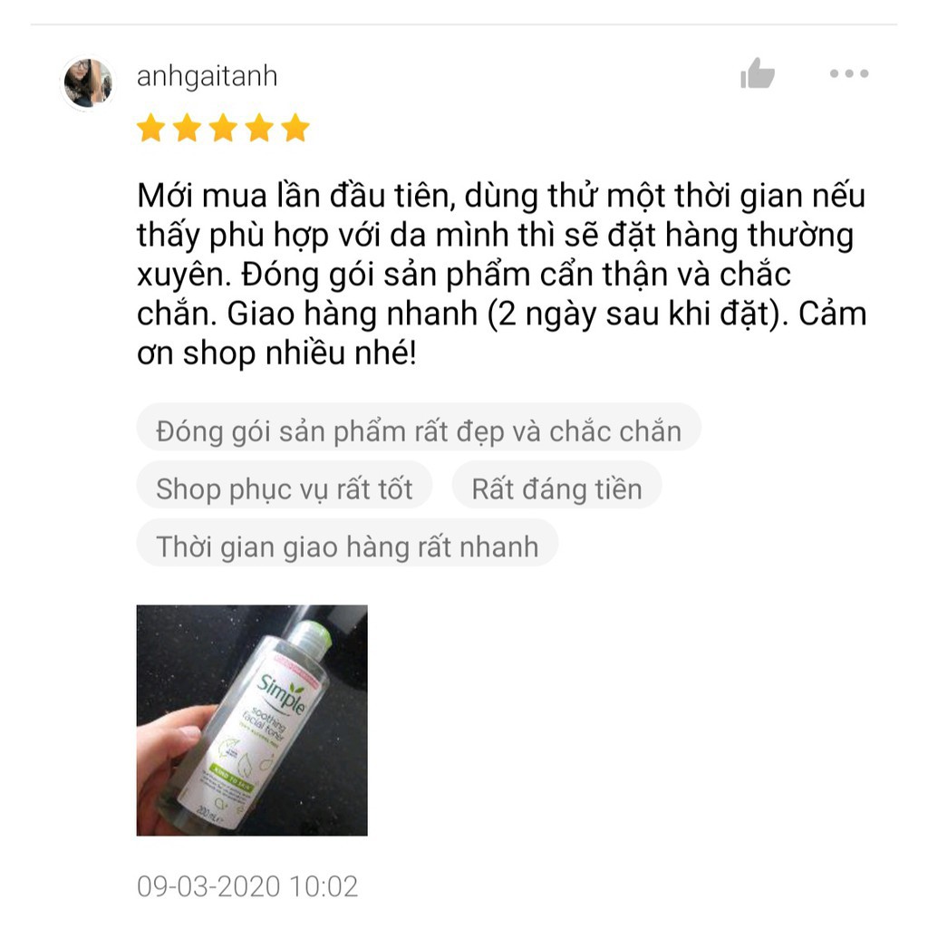 Nước Hoa Hồng Soothing Facial Toner Simple cân bằng ẩm cho da 200ml