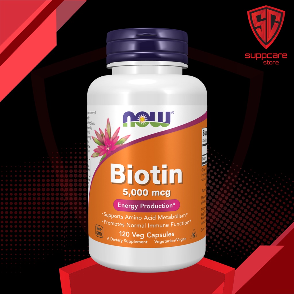 Biotin | Now Biotin [5000 - 10000 mcg]  [60 - 120 viên] - Viên Uống Mọc Tóc, Đẹp Da - Chính Hãng - Suppcare Store
