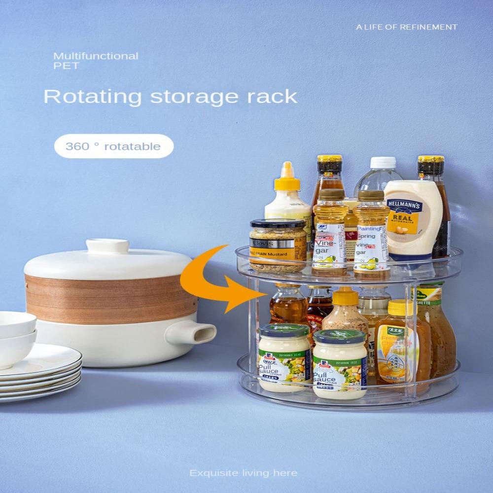 Giá Đựng Lọ Gia Vị Trong Suốt Xoay 360 Độ Tiện Dụng