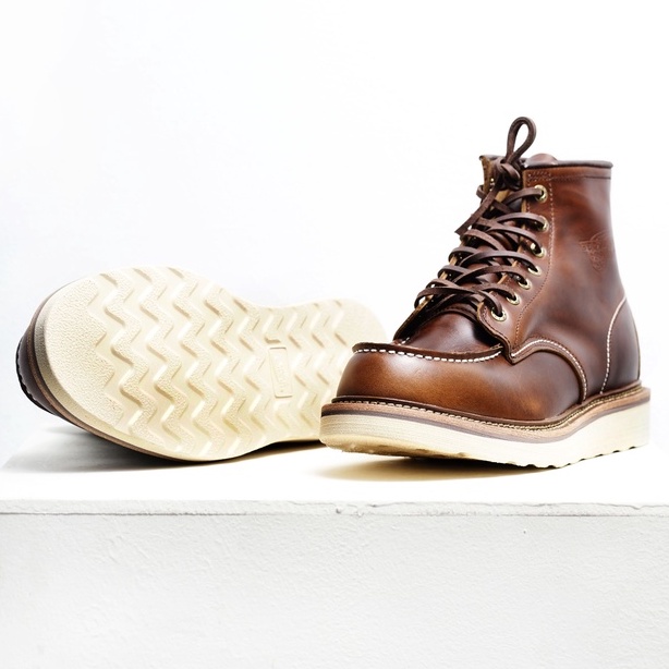 Giày boot nam cao cổ màu nâu REDWING 1907, giày da thật đế bánh mì tăng chiều cao TONKIN