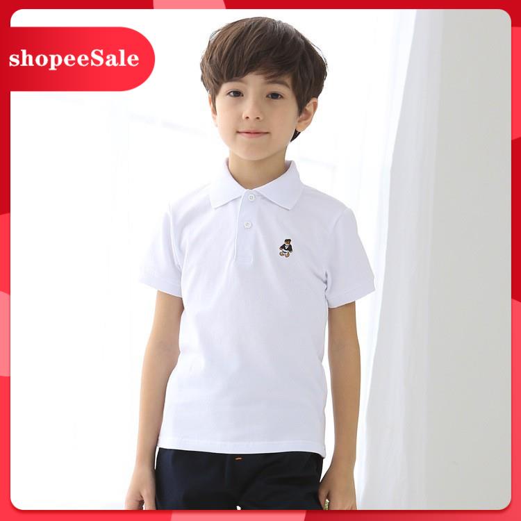 Áo thun bẻ cổ 100% cotton thoáng khí cho bé trai