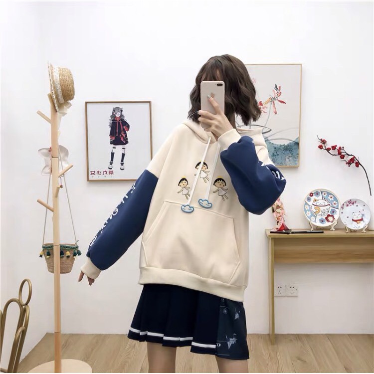 Áo khoác, áo hoodie unisex nam nữ nỉ ngoại 3 cô bé siêu cute năng động thời trang học đường