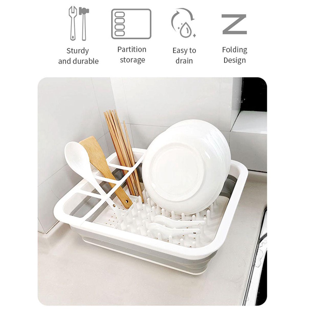 YIYU 1 Khay PP Màu Xám Đựng Chén Dĩa Ráo Nước Tiện Dụng