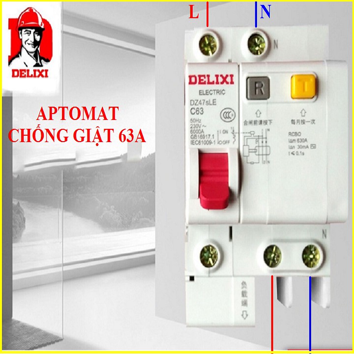 Aptomat chống giật 63A,CB Chống giật 63A 220V AC
