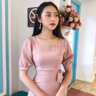 Đầm Dự Tiệc Cột Nơ Hồng Duyên Dáng