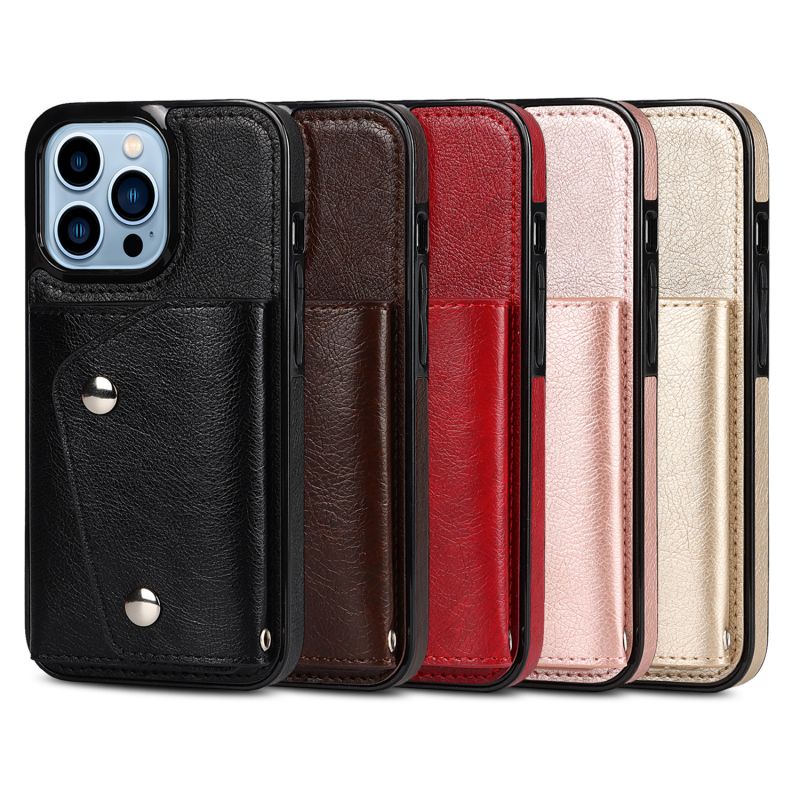 Ốp Điện Thoại Da Kèm Ngăn Đựng Thẻ + Dây Đeo Sang Trọng Cho iPhone 13 ProMax 13 Pro 13 Mini 12 ProMax 12 13 12 Pro 12 Mini 11 ProMax