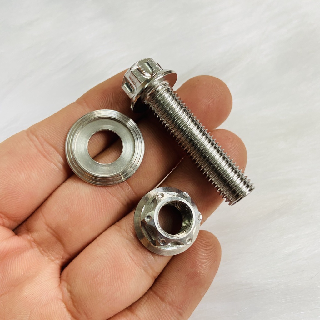 ( 10ly40 ) Ốc treo pô kèm lông đền và tán SALAYA INOX 304 sử dụng cho EXCITER 2010, SIRIUS, JUPITER