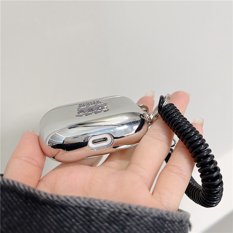 Vỏ tpu Mạ Điện Họa Tiết Hoạt Hình Có Dây Đeo Bảo Vệ Hộp Sạc Tai Nghe airpods 2 / 3 Ốp