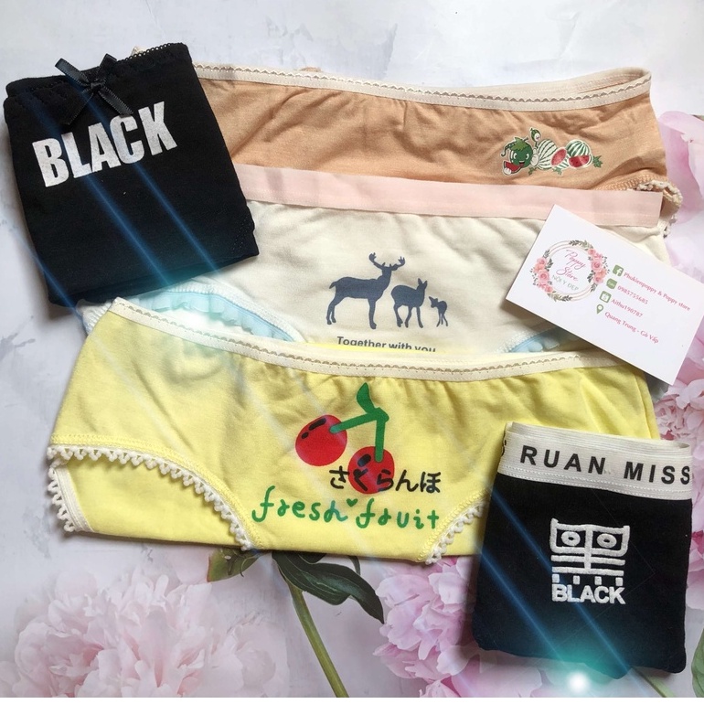 Quần lót nữ ⚠️ Mã AT48 / CHE TÊN SẢN PHẨM ⚠️ Combo 5 Quần lót mềm mịn chất liệu cotton, thấm hút, co giãn 4 chiều