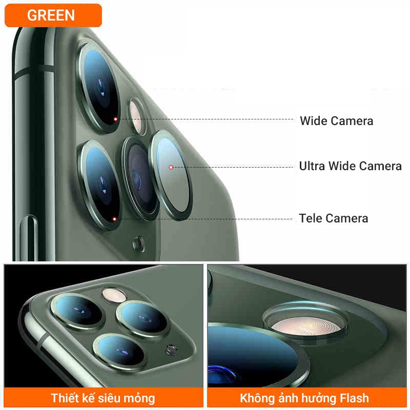 🌟CHÍNH HÃNG KUZOOM, CÓ IP 12🌟 Dán từng mắt camera chống xước, vỡ Bảo vệ hoàn hảo cho iPhone 11/ 12 / MINI / PRO / MAX