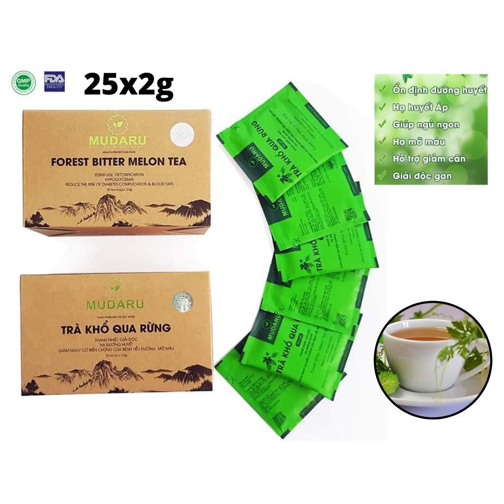 Trà Khổ Qua Rừng Mudaru Giải Độc Mát Gan, Giúp Ngủ Ngon Hộp 25 và 50 Túi Lọc | BigBuy360 - bigbuy360.vn