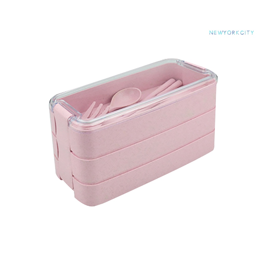 Hộp cơm NYC 900ml 3 Tầng Kèm Muỗng Nĩa