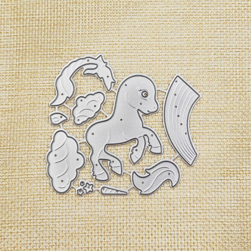 QQ Khuôn Cắt Giấy Kim Loại Hình Ngựa Cầu Vồng Xinh Xắn
