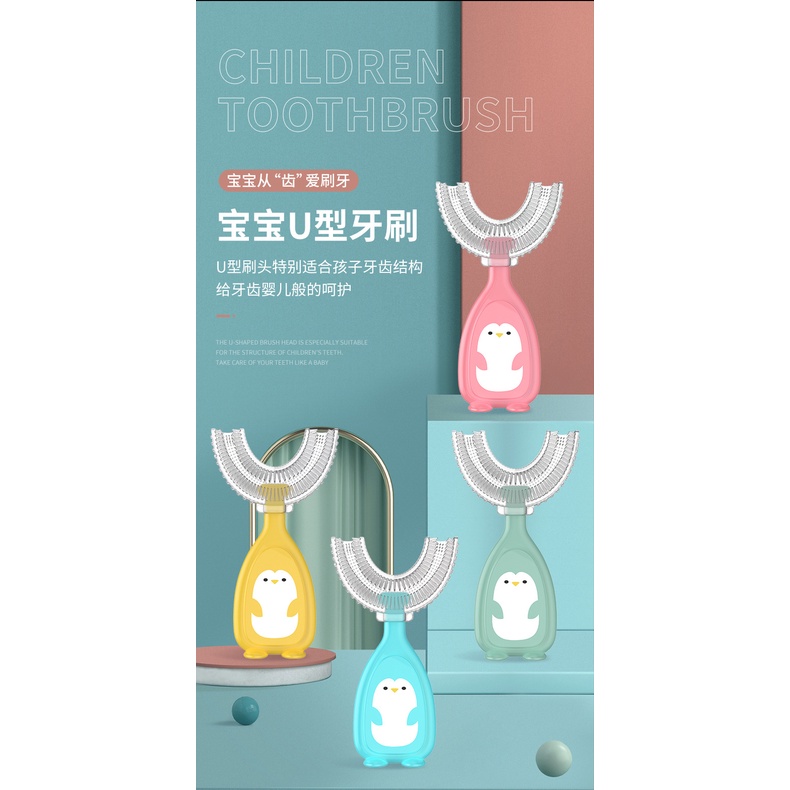 Bàn Chải Đánh Răng Silicone Hình Chữ U Cho Bé 0-13 Tuổi