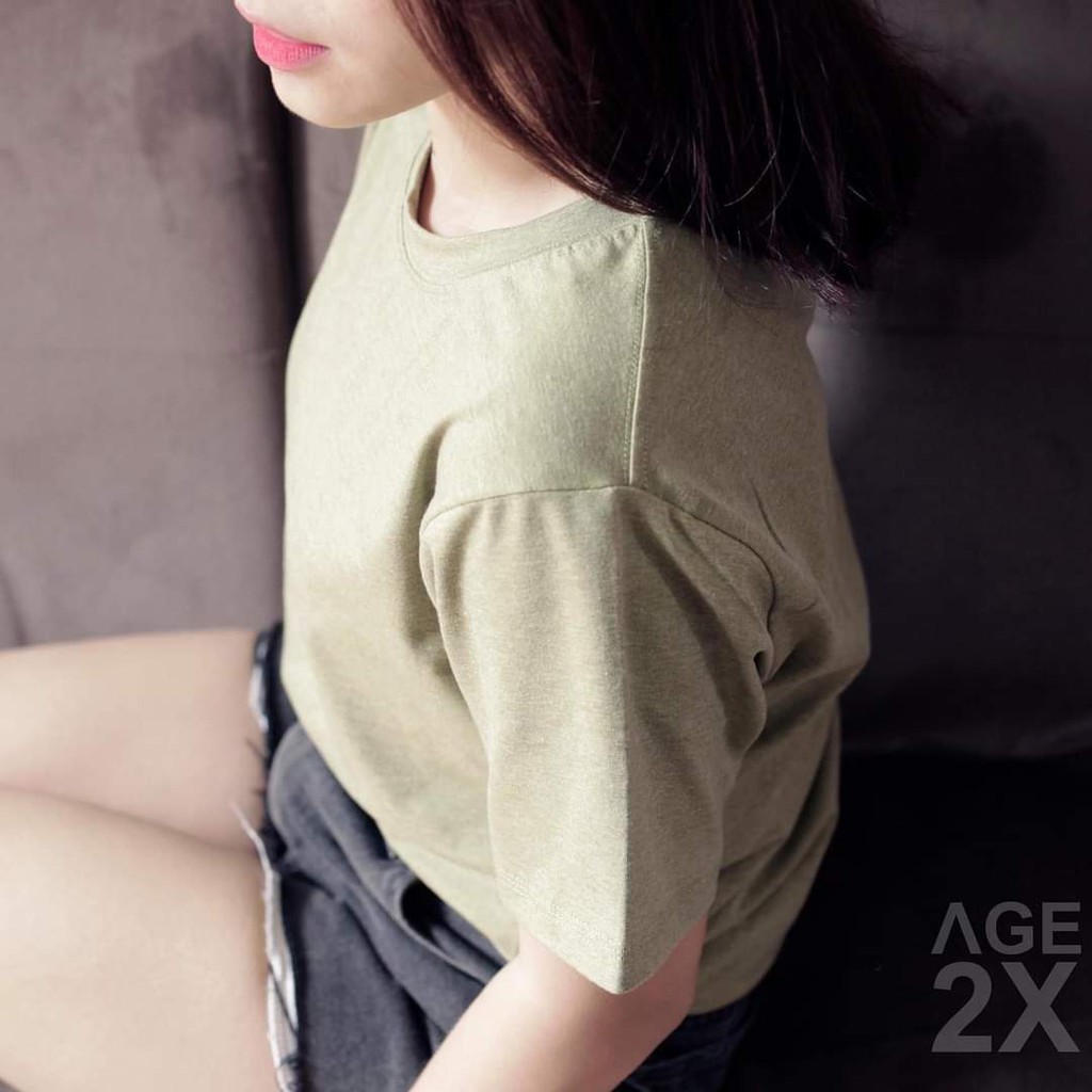 Áo Thun Trơn Nam Nữ Unisex VNXK Chính Hãng AGE2X Màu Trà Nhạt SoftMatcha.