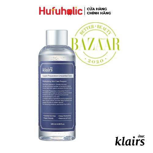 Nước hoa hồng DEAR KLAIRS không mùi dưỡng ẩm Supple Preparation Unscented Toner Supple Preparation Facial Toner  KLAI05 | BigBuy360 - bigbuy360.vn