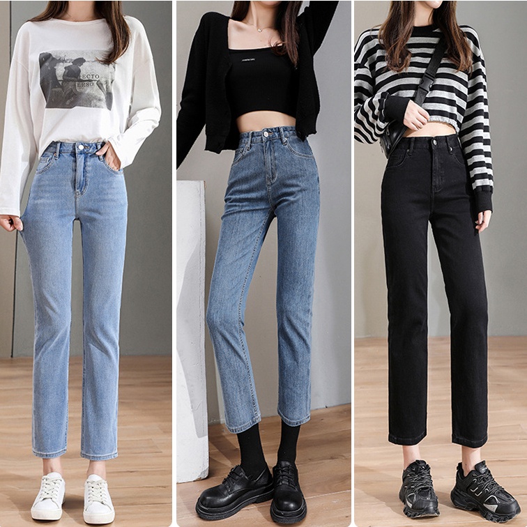 Quần jean skinny nữ ống đứng dáng lửng co giãn cao cấp Hàn Quốc, quần bò nữ ống ngắn suông có co giãn CHERRY T029 | WebRaoVat - webraovat.net.vn