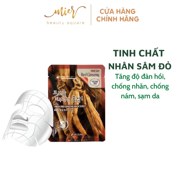Mặt Nạ Dưỡng Da 3W CLINIC Fresh Mask 23ml Đủ Vị Chính Hãng Cung Cấp Vitamin Làm Dịu Mát Trắng Da Ngừa Lão Hóa