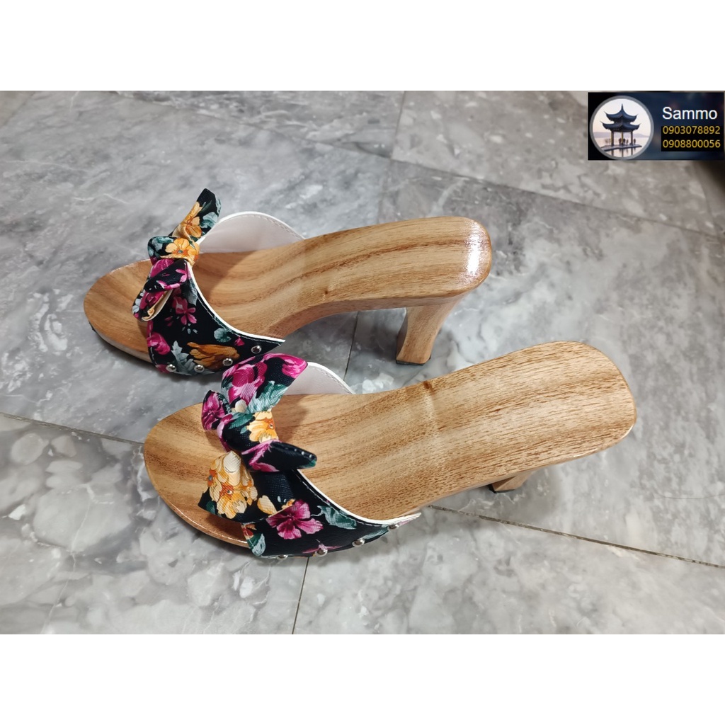 Guốc Gỗ Đế Vuông Cao 9 phân