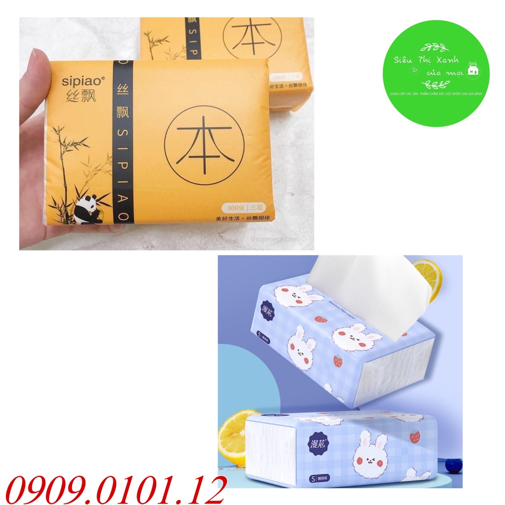 khăn giấy hình gấu trúc Sipiao siêu dai, giấy ăn con thỏ mềm mịn thấm hút tốt