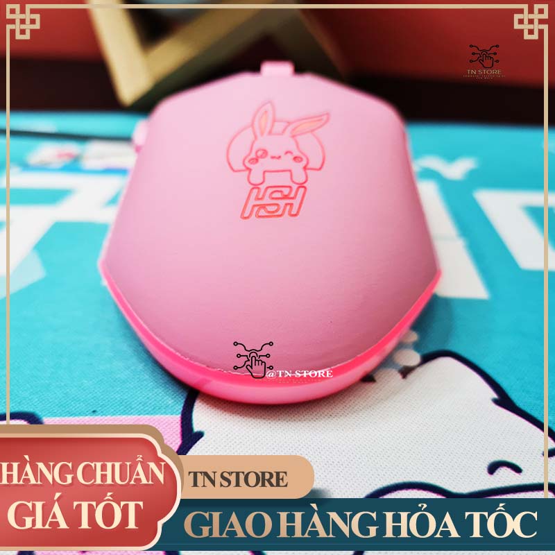 Chuột màu hồng siêu dễ thương dùng cho PC Laptop hình Pikachu có đèn LED RGB