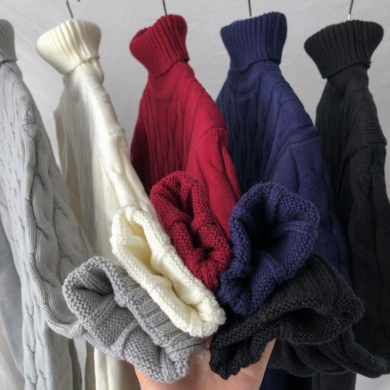 Áo Sweater Cổ Lọ Chất Liệu Dày Dặn Màu Sắc Thời Trang Hàn Quốc Cho Nam Giới Có Size Lớn