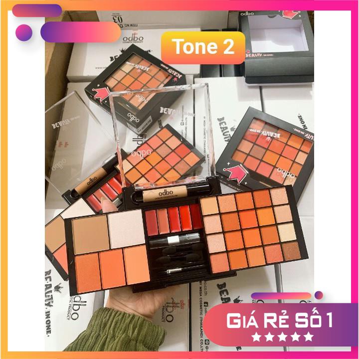 Phấn mắt Odbo Beauty in.one 2 tầng có ô son môi Thái Lan